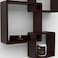 Wooden Twist Rafuf Intersecting Floating Wall Shelves with 4 Shelves Brown