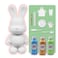 BUNNY MONEY SAVER FIGURINE (9 inch - 23 cm) ACRYLIC DRIP POURING PAINT DIY SET Colors: Light-Blue, Gold, Mint-Green.