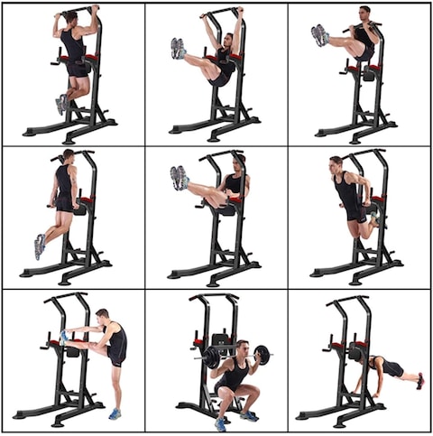 Max Strength Multifunction Power Tower Pull-Up Dip-Up Station Home Gym Strength Training, Pull Up Push Up Station Sit Up Station Vertical Knee Raise And Chin-Up Station-Heavy Duty