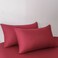 Luna Home Premium King Size 6 Pieces Bedding Set Without Filler, Solid Berry Red Color, Satin Stripe Design