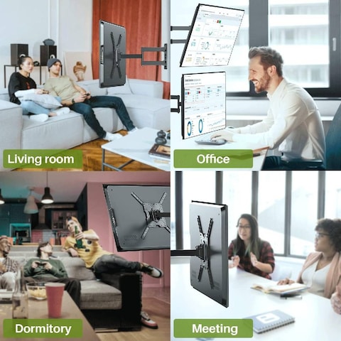 ICS 26-55&quot; Full Motion Adjustable Wall Mount Bracket Rotatable TV Stand With Swivel Tilting Extension Level Adjustment for LED LCD Flat Curved TVs Black