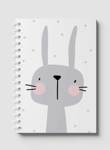 Lowha Spiral Notebook With 60 Sheets And Hard Paper Covers With Rabbit Cartoon &amp; Dots Design, For Jotting Notes And Reminders, For Work, University, School