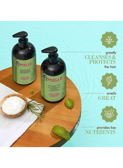 Mielle Organics Rosemary Mint Strengthening Set 2 Oils + Shampoo Infused With Biotin Cleanses And Helps Strengthen Weak And Brittle Hair 473ml