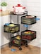 Yjhsdch Kitchen Storage Rack, Rotatable Baskets With Wheel, Multi-Layer Storage Shelf, Square Fruit And Vegetable Storage Racks For Kitchen, 4 Tier