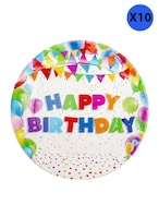 Buy 12-Piece 7inch Happy Birthday Print Paper Plates in UAE