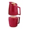 Alsaif deva vacuum flask 2 in 1 red gilded color 0.5 + 0.5 L 