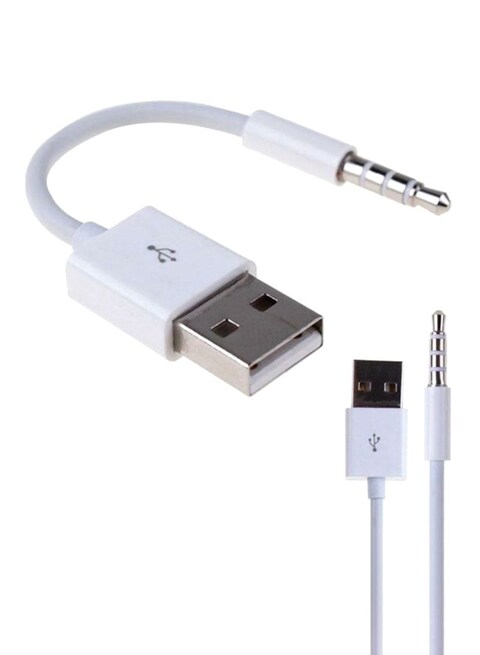 USB Type A Male To Aux Cable Audio Plug Connector Jack Cable White 5 centimeter
