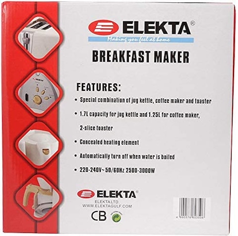 Elekta 2500-3000 Watts 3 in 1 Breakfast Set, Cream EBKFST-317C