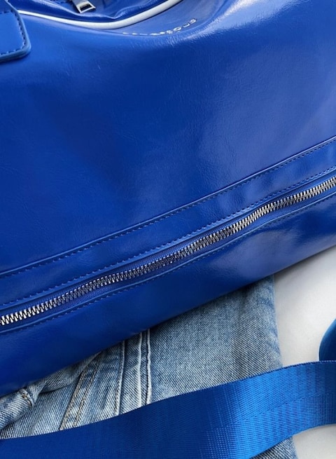 Mei Stylish Large Capacity Unisex Sports Gym Travel  Duffle Bag with Shoulder Strap, Blue