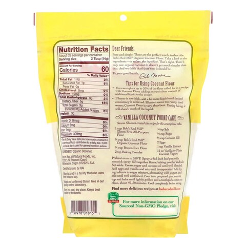 Bob&#39;s Red Mill Organic Coconut Flour 453g