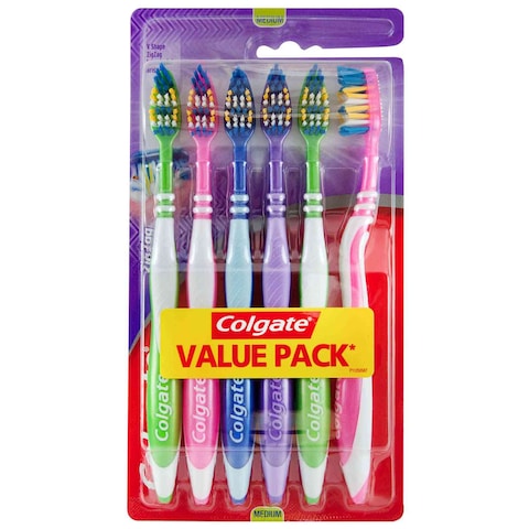 Colgate Zig Zag Medium Toothbrush Multicolour 6 PCS