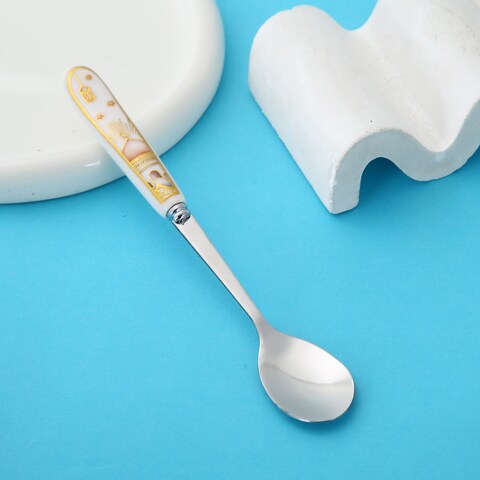 Lihan 6Pcs Ramadan Designed Dessert Spoons (S), Gold Plasted Design Plating Stainless Steel 15X2X15Cm Spoons For Cake Spoon, Dessert Spoons, Easy To Clean, Dishwasher Safe