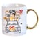 Car Gift Box Printed Christmas Ceramic Mug with Gold Handle 350ml
