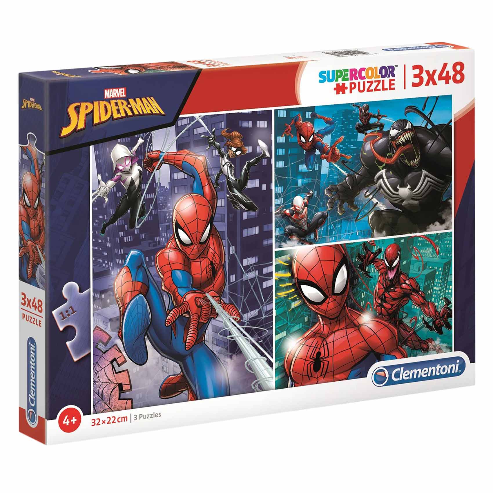Buy Clementoni 25238 Supercolor Spiderman Puzzle Kit 48 Pieces x Pack ...