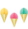 Ice Cream Party Decor Hanging Honeycomb Cones Foil 3 pcs