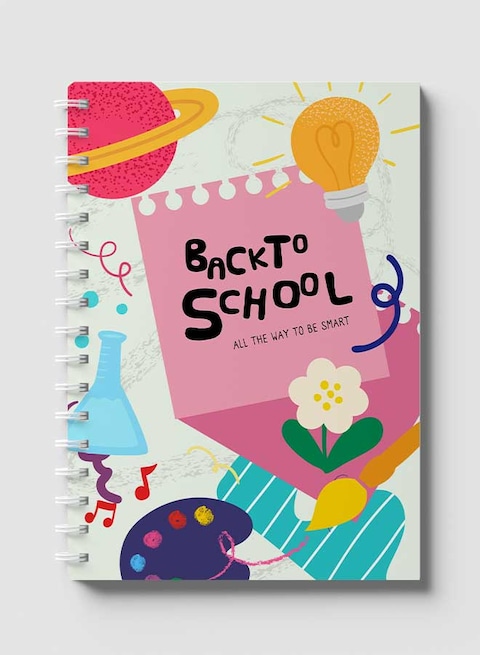 Lowha Spiral Notebook With 60 Sheets And Hard Paper Covers With Back To School Design, For Jotting Notes And Reminders, For Work, University, School