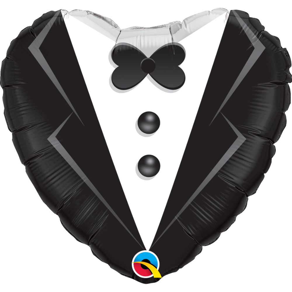 Qualatex Wedding Tuxedo Heart Foil Balloon- 18-Inch Size