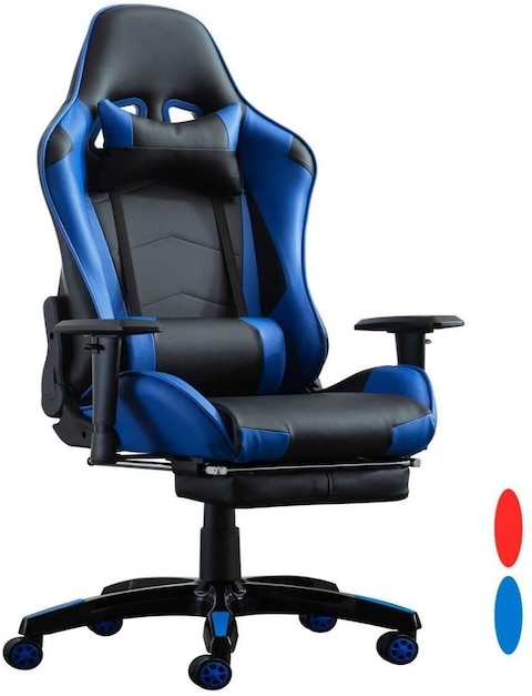 Buy LANNY Racing Video Gaming Chair LK2171 With Footrest Lumbar Swivel PU Leather Home Office Computer Desk Chair (Color : blue) in UAE