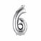 The Party Popper - 40 Inch Silver Color Number Balloons (Number 6)