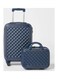 Partner 3-Piece Textured Checkered Luggage Trolley Set, Blue