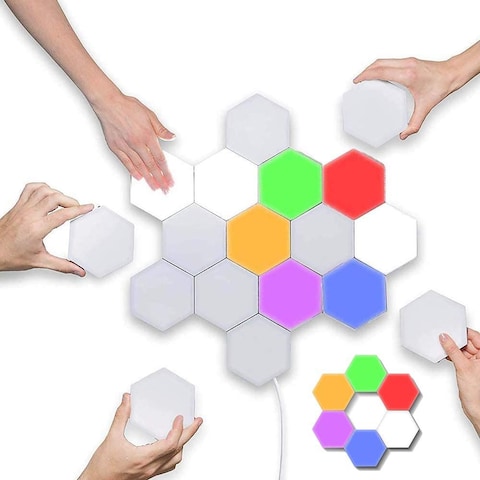 UK Plus Hexagon Splicing RGB Lights Hexagonal Wall Lights Modular Touch Sensitive Lights Diy Glow Homekit Multicolor Lamp Colour HoneycoMB Lights