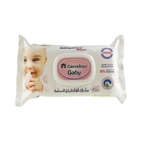 Buy Carrefour Baby Sensitive 80 Wipes in UAE