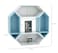 Wooden Pared Hexagon Floating Wall Shelf with 4 Shelves
