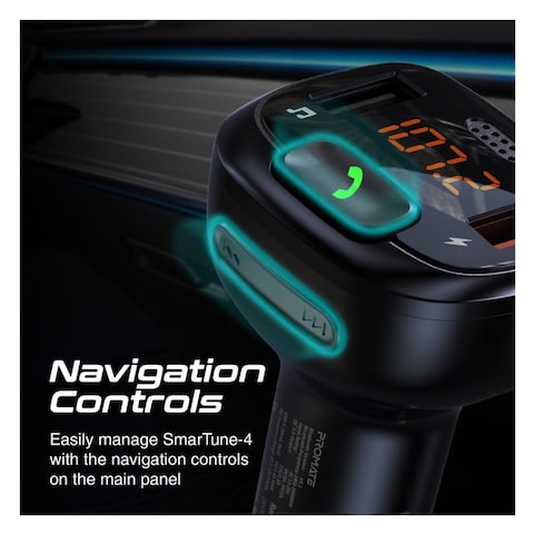 Promate SmarTune-4 FM Transmitter Kit With Handsfree And Quick Charge 3.0 Black