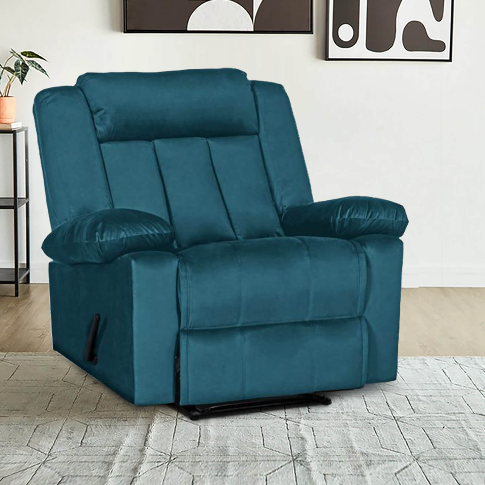Buy In House Velvet Rocking & Rotating Recliner Chair - Dark Turquoise ...