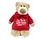 Caravaan, Supersoft, Cuddly Mascot Bear With Trendy Red Hoodie Let Me Be Your Teddy Bear Size 28cm Ideal For Birthdays, Boys, Girls Parties Soft And Cuddly