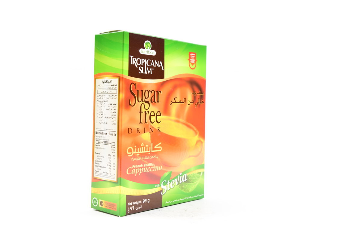 TROPICANA SLIM DRINK FRENCH VANILLA CAPPUCCINO WITH STEVIA  SUGAR FREE  96G