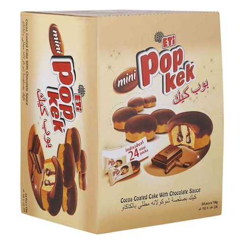 ETI Popkek Mini Chocolate Sauce Cocoa Coated Cake 18g x 24 Pieces