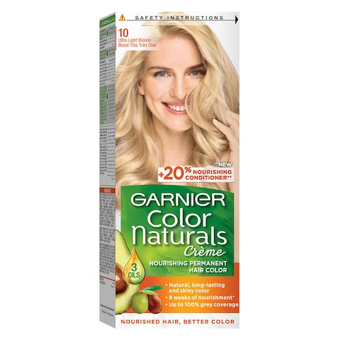 Buy Garnier Colour Naturals Cream Nourishing Permanent Hair Colour 10 Ultra Light Blonde 110ml in UAE