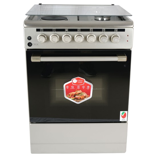 AFRA Japan Free Standing Cooking Range, 60x60, Gas and Electric Burners, Stainless Steel, Compact, Adjustable Legs, Temperature Control, Mechanical Timer, G-Mark, ESMA, RoHS, CB, 2 years warranty.