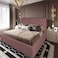 In House Lujin Linen Bed Frame - Single - 200x90cm - Dark Pink