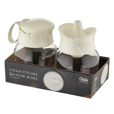Qlux C-00256 Cream Pitcher And Sugar Bowl Set 2 Pieces Beige/Clear