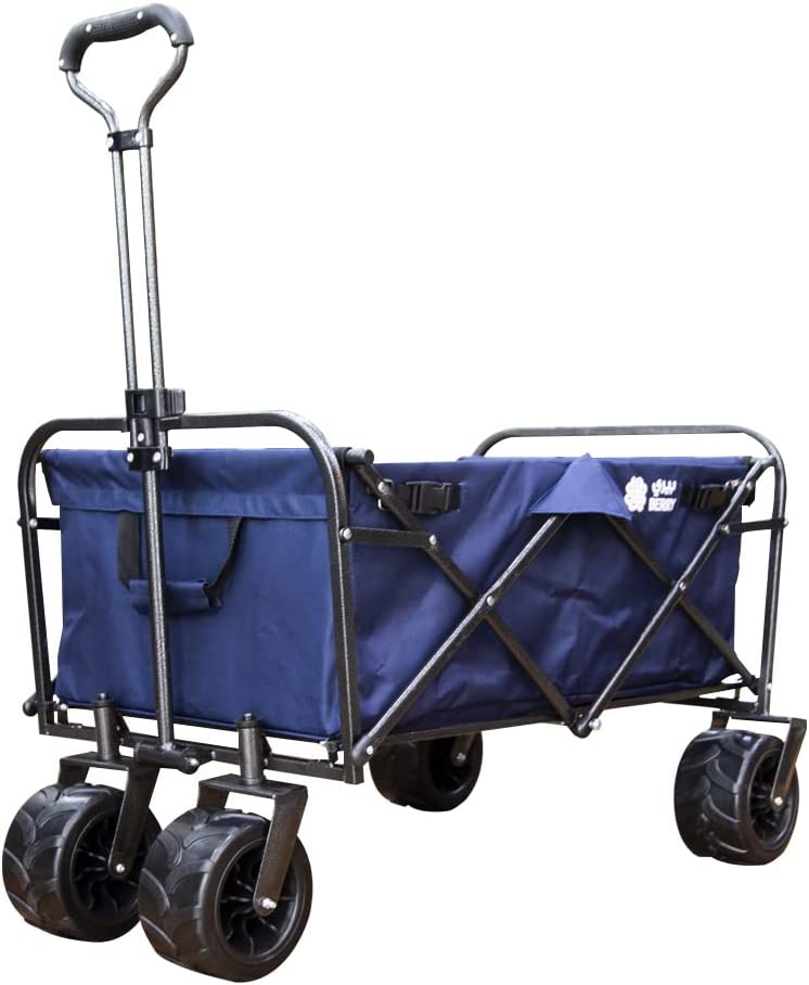 80Kg Foldable Heavy Duty Outdoor Trolley Utility Transport Cart - Blue