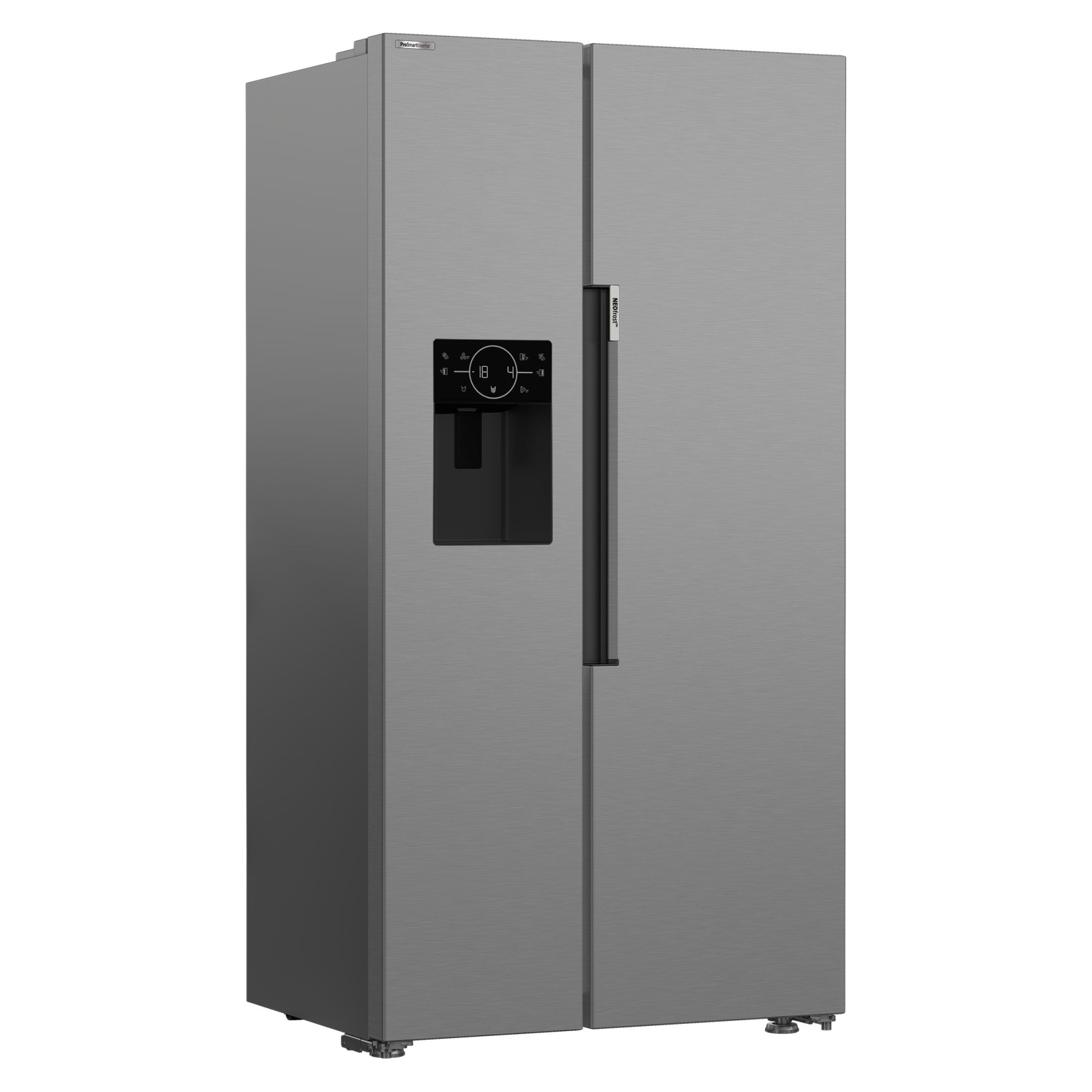 Beko 651 Ltr Side By Side Refrigerator 179X91 Cm, HarvestFresh, NeoFrost Dual Cooling, ProSmart Inverter Compressor, FastIce, With Automatic Ice Machine, Brushed Silver - GNE753DX, 1 Year Warranty