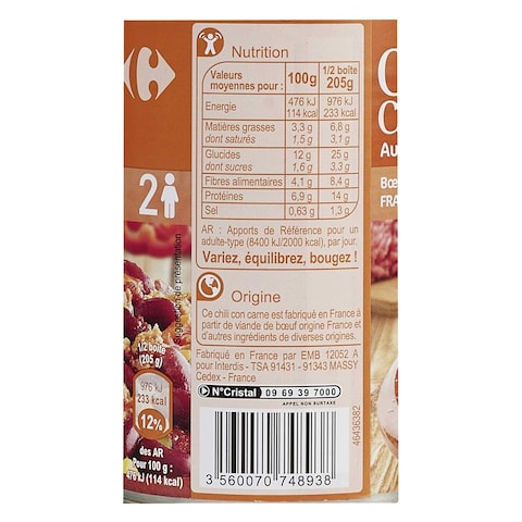 Carrefour Beef Chili Con Carne Ready Meal 350g
