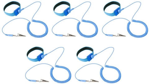 Aiwanto Anti Static Wrist Strap 5 Pack Adjustable ESD Wrist Band Comfortably Grounding Bracelet to Protect Your PC Computer or Electronics from Static Electricity (Blue of 5 Pcs)