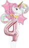 Party Time Pink Unicorn 4th Birthday Balloon Decorations, Foil Balloon Set Pack of 6 - Number 4 Rose Gold Number Foil Balloon 40" Unicorn Theme 4th Birthday Decoration Supplies
