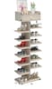 8-Tier Wooden Shoe Rack Shoe Cabinet Hallway Shoe Stand Storage Shelf With Drawer Simple Assembly 22 * 40 * 122.5cm White
