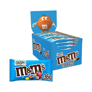 M&amp;M&#39;s Crispy Chocolate Bag, 36g Pack of 24