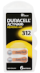 Duracell Activair Hearing Aid Battery Size 312 - Pack of 6 Batteries