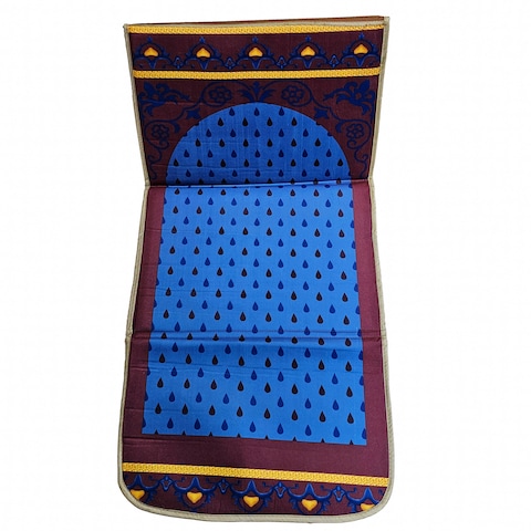 Fabienne Muslim Prayer Rug Printed with Back Support 55x110 cm Medical Prayer Mat Meditation Mat Luxury Ramadan and Eid Gift Mat Portable Strong Chair Sajadah Mat Blue/Purple