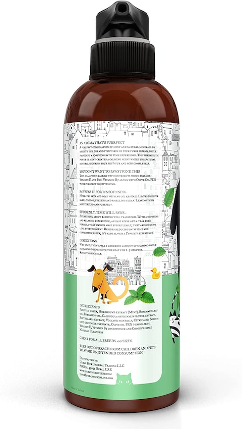 Pawsitiv Natural and Tearless Shampoo for Dogs &amp; Cats - Soothes Itchy &amp; Dry Skin, Gives Healthy &amp; Shiny Coat, Has Calming effect with Long Lasting Odour Control - 500ML (Mint with Calendula)