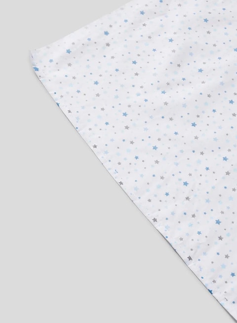 3-Piece Queen Size 180 Thread Count Premium Collection Star Printed Bedsheet Set Inclides 1xBedsheet, 2xPillow Cases 50x75 cm Cotton White 240x254cm