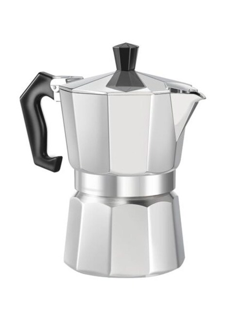 Generic 8-Angle Continental Moka Percolator Pot Silver/Black 8X8X15.5cm