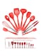 Generic - 10-Piece Silicone Kitchen Utensil Set Red Tong (10.6X1.6), Slotted Spoon (10.8X2.4), Slotted Turner (11.4X2.8), Pasta Fork (11.2X2.2), (Whisk 9.8X2.4)