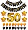 Party Time 23-Pieces Decoration Set of Black Happy Birthday Banner, Foil Balloon and Black &amp; Gold Latex Balloons For 50th Birthday Party Decoration - Party Supplies